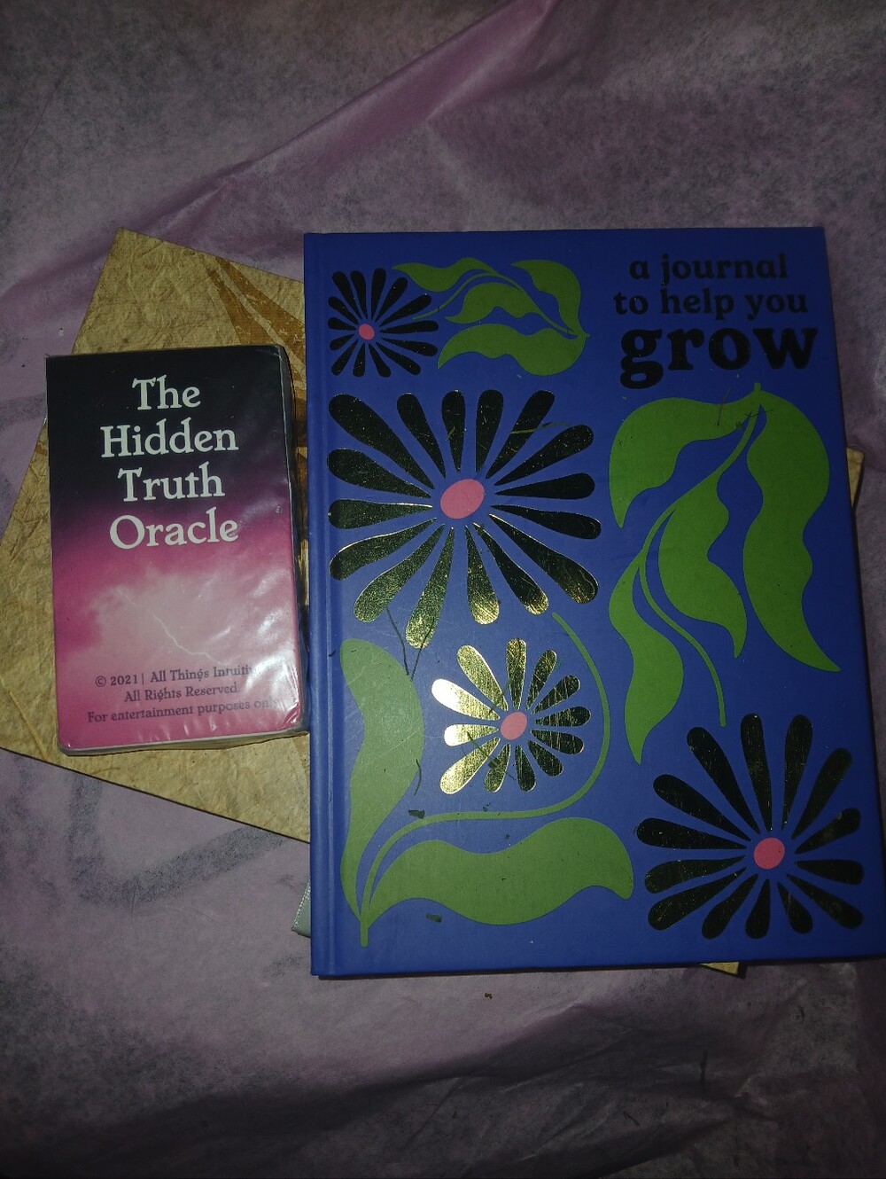 Journal to Help You Grow - Blue Floral Hardcover Journal & A Deck Of Oracles